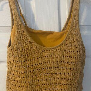 Gold crochet crop top w/crop tank underneath by Billabong - size S